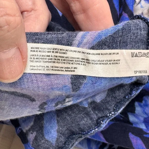 Anthropologie Floral One-Shoulder Tiered Dress Blue Plus Size 2X - Picture 11 of 11